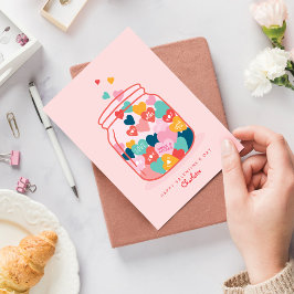 Love Snoep Heart Berichten Mason Jar Valentijn Feestdagen Kaart