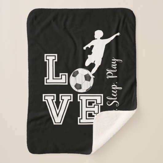 Love Soccer - Eat, Sleep, Play - Boy Sherpa Deken (Voorkant)