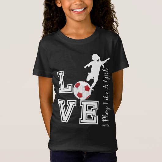 Love Soccer - I Play as a Girl - Red T-shirt (Voorkant)