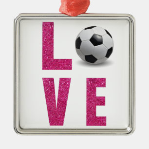 Love Soccer Metalen Ornament