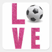 Love Soccer Vierkante Sticker (Voorkant)