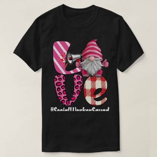 LOVE Social Worker Squad Valentijnsdag Gnomen Plez T-shirt (Design voorkant)