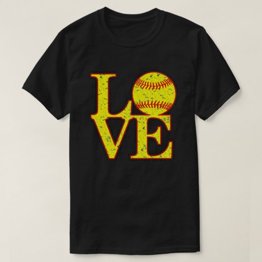Love Softball Distress Digital Art T-shirt (Design voorkant)
