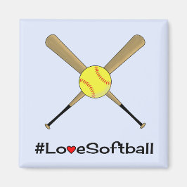 Love softball hashtag slogan Sport blue Magneet