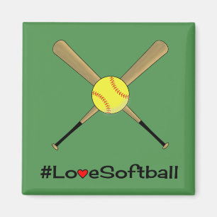 Love softball hashtag slogan sport green magneet