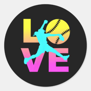 Love Softball N Ronde Sticker