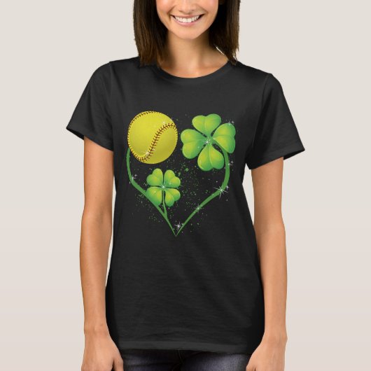 Love Softball Shamrock C Saint Patrick's Day Manne T-shirt (Voorkant)