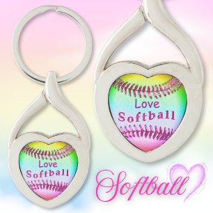 Love Softball Sleutelhangers Cool Veelkleurige Sof