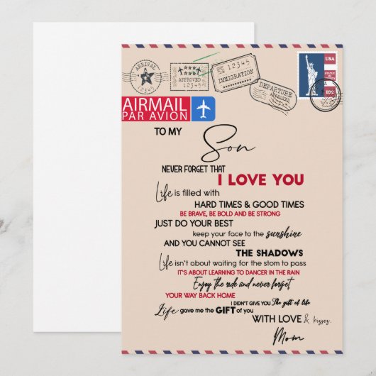 Love Son | Aan mijn zoon vergeet nooit dat ik van  Feestdagenkaart (Voorkant / Achterkant)