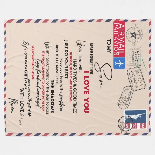 Love Son | Aan mijn zoon vergeet nooit dat ik van  Fleece Deken (Voorkant (Horizontaal))