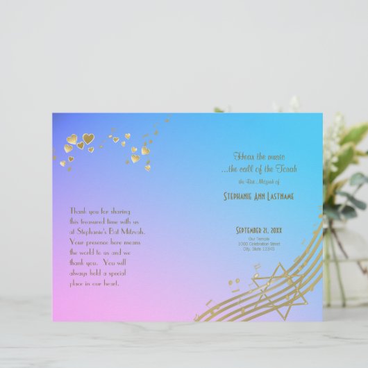 Love Song Bat Mitzvah Program Hoesje (Staand voorkant)