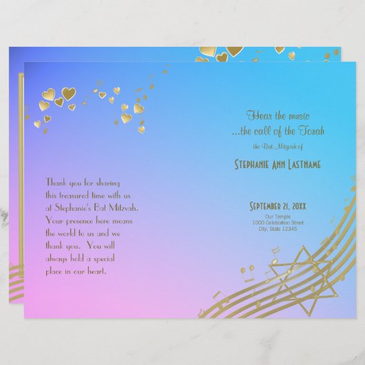 Love Song Bat Mitzvah Program Hoesje (Voorkant / Achterkant)