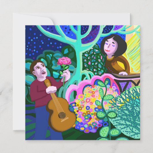 Love song guitar en rozen Calls Kaart (Voorkant)