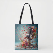 Love & Song - Ouderwetse microfoon Full Print Tote Bag (Voorkant)