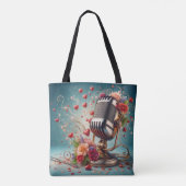 Love & Song - Ouderwetse microfoon Full Print Tote Bag (Achterkant)