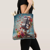 Love & Song - Ouderwetse microfoon Full Print Tote Bag (Dichtbij)