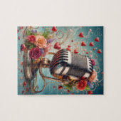 Love & Song - Ouderwetse microfoonpuzzel Legpuzzel (Horizontaal)
