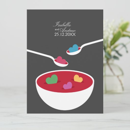 Love Soup Wedding Invitation Kaart (Staand voorkant)