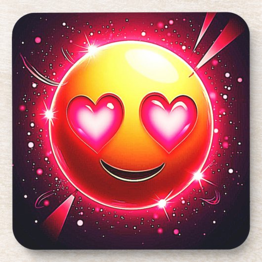 Love Sparkle Emoji Hearts Bier Onderzetter (Voorkant)