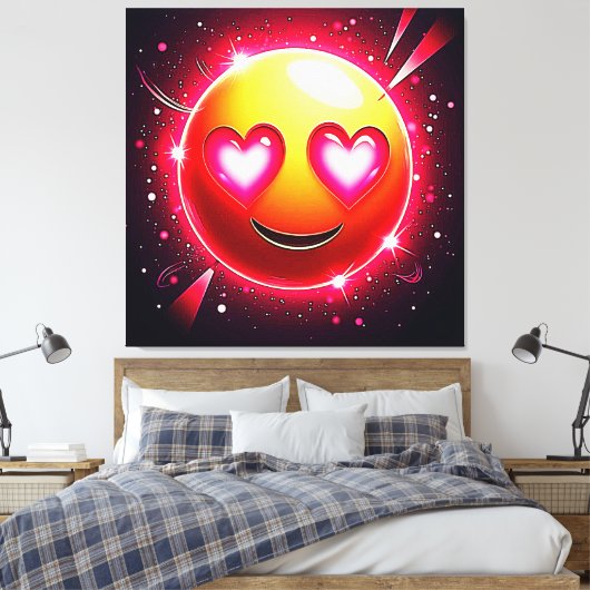 Love Sparkle Emoji Hearts Canvas Afdruk (Insitu (Slaapkamer))
