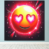 Love Sparkle Emoji Hearts Canvas Afdruk (Insitu (Houten vloer))