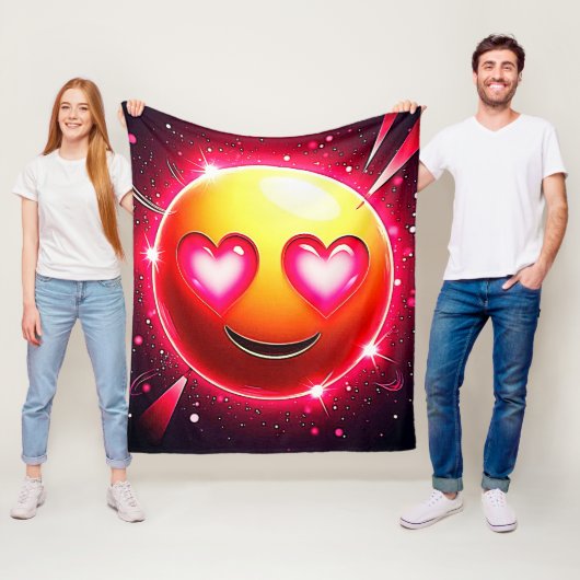 Love Sparkle Emoji Hearts Fleece Deken (In situ)