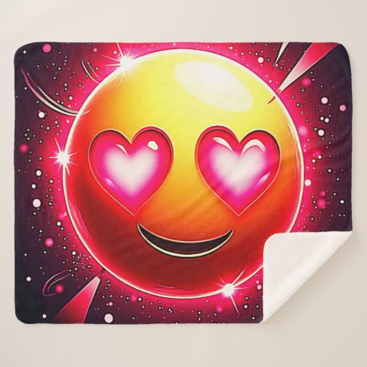 Love Sparkle Emoji Hearts Sherpa Deken (Voorkant (horizontaal))