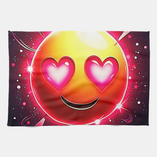 Love Sparkle Emoji Hearts Theedoek (Horizontaal)