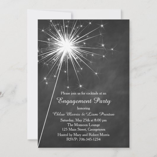 Love Sparkles Verloving Invitation Kaart (Voorkant)