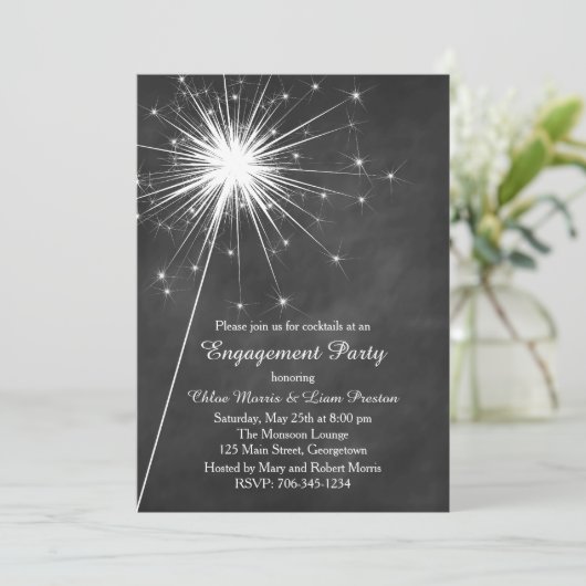 Love Sparkles Verloving Invitation Kaart (Staand voorkant)
