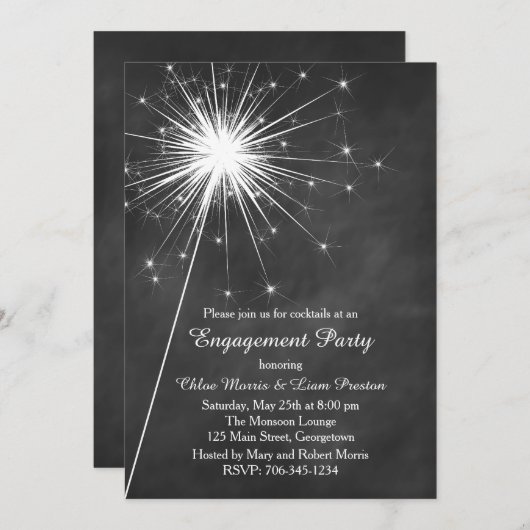 Love Sparkles Verloving Invitation Kaart (Voorkant / Achterkant)