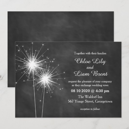 Love Sparkles Wedding Invitation Kaart (Voorkant / Achterkant)