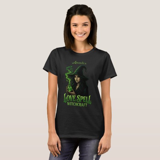 Love Spell Witchcraft Personalized Gothic Witch T-shirt (Voorkant volledig)