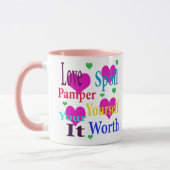 Love Spoil Pamper Yourself Logo, Pink Combo Mok (Links)