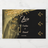 Love Spooky Gold Skulls Halloween Wedding Likeurfles Etiket (Enkel label)
