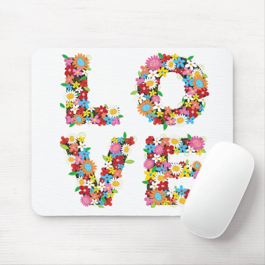 LOVE Spring Flowers Mousepad Muismat (Met muis)