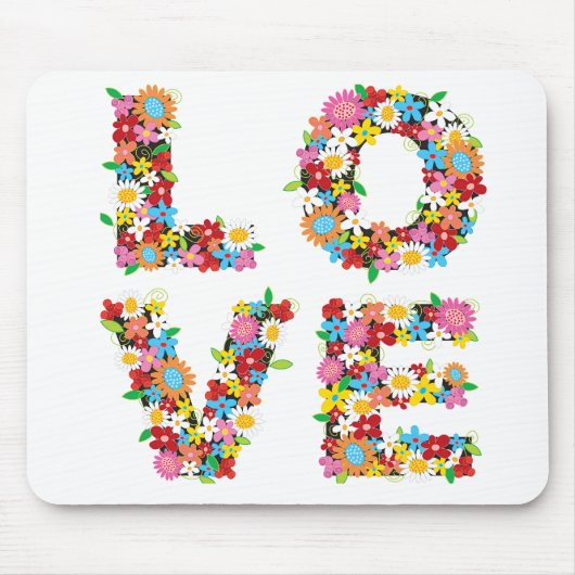 LOVE Spring Flowers Mousepad Muismat (Voorkant)