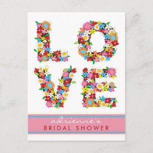 LOVE Spring Flowers Vrijgezellenfeest Wedding Brie Uitnodiging Briefkaart