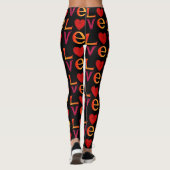 LOVE Square Lettering Ombre Rood & Geel op zwart Leggings (Achterkant)