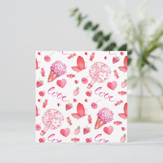Love Square Notecard voor Handwrite Love Note Kaart (Staand voorkant)
