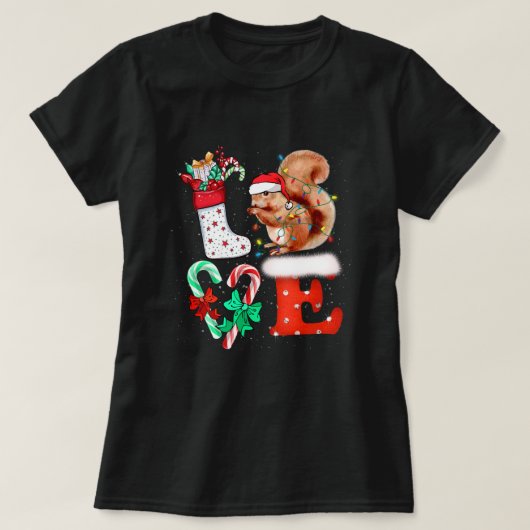 Love Squirrel Lover Costume Adult Xmas Pajamas Pla T-shirt (Design voorkant)