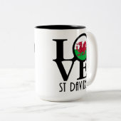 LOVE St Davids, Wales 15oz Tweekleurige Koffiemok (Voorkant rechts)