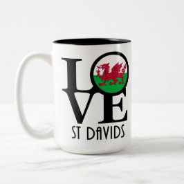LOVE St Davids, Wales 15oz Tweekleurige Koffiemok
