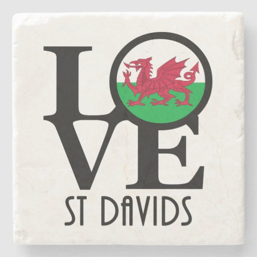 LOVE St Davids Wales Stenen Onderzetter (Voorkant)