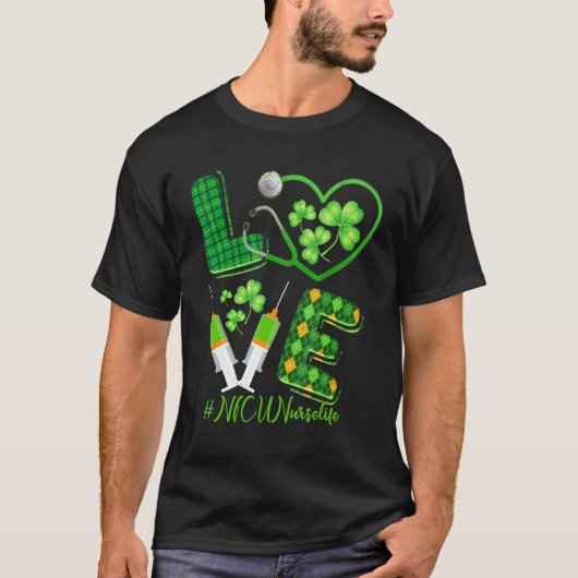 Love St Patrick S Nicu Nurse Life Irish Shamrocks T-shirt (Voorkant)
