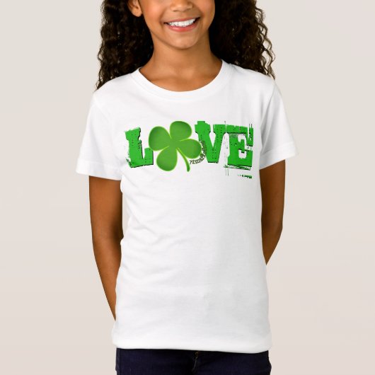 Love St. Patricks Day Girls Top Paddy Shirt Lucky (Voorkant)