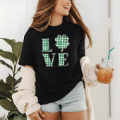 Love St Patrick's Day Green Plaid Shamrock Tri-Blend Shirt