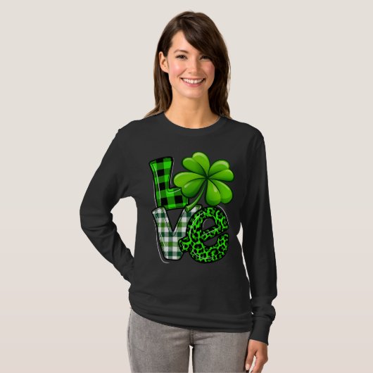 Love St Patricks Day Matching Family Shamrock Gree T-shirt (Voorkant volledig)