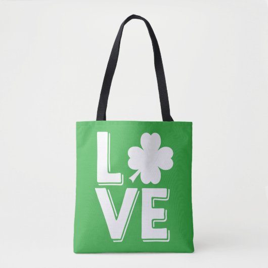 Love St. Patrick's Day Schattigee Groene Shamrock Tote Bag (Voorkant)
