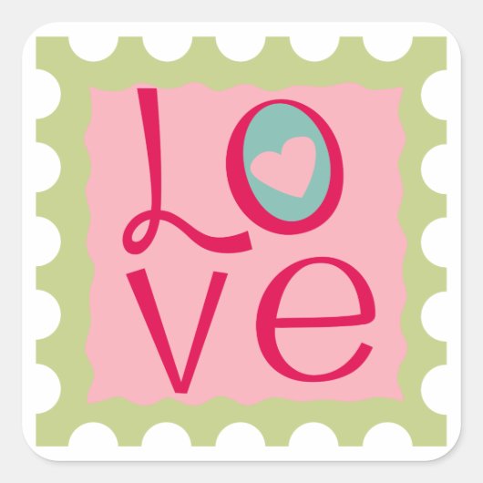 Love Stamp Vierkante Sticker (Voorkant)